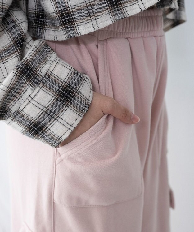 WEGO 【ウエストゴム】リボンカーゴスウェットパンツ ピンク