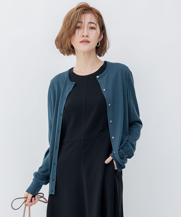 23区 L 【洗える/アンサンブル対応】サステナブルウール カーディガン グリーン系
