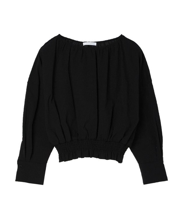 Green Parks 裾シャーリングブラウス Black