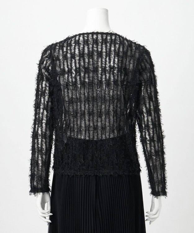 23区 【GOLD LABEL】フェザーチュール クルーネック カーディガン ブラック