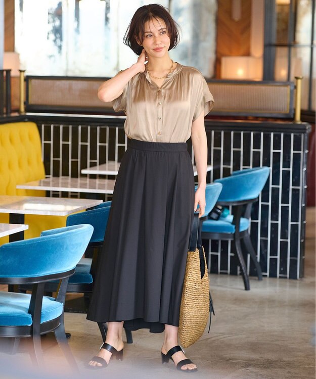 自由区 【XSサイズあり/洗える】ビンテージサテン ブラウス キャメル系