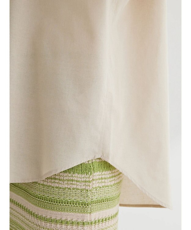 Green Parks 綿麻混レギュラーシャツ Light Beige