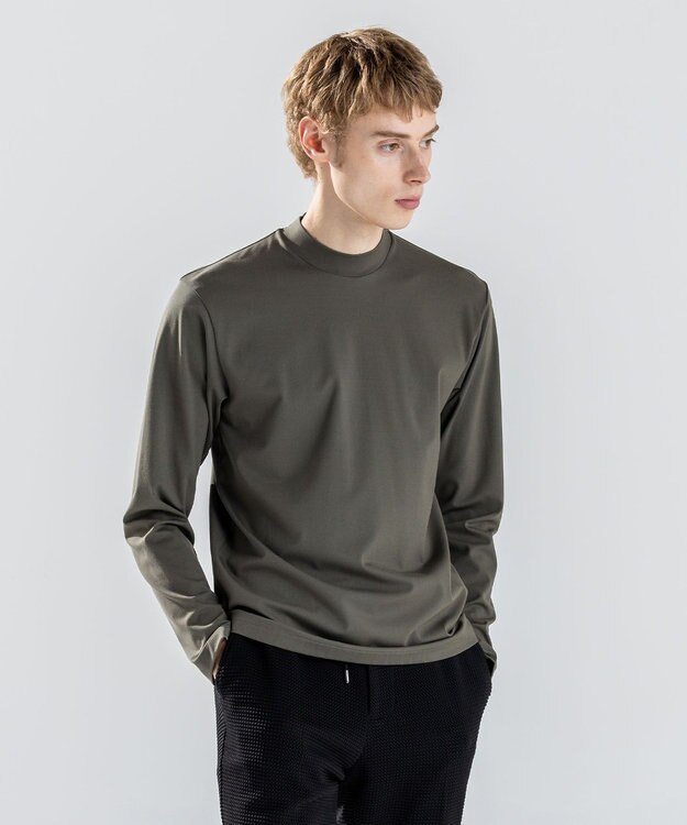 JOSEPH HOMME ハイゲージベアスムース　モックネック長袖Ｔシャツ ダークグリーン系