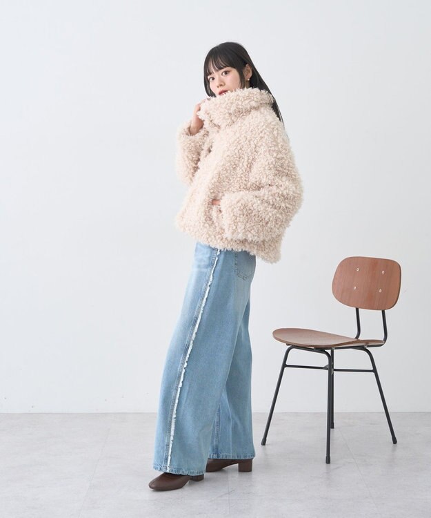 earth music&ecology プードルファーショートブルゾン Cream