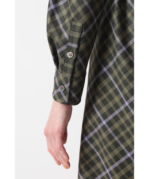DAKS ハウスチェック バイアスシャツワンピース グリーン
