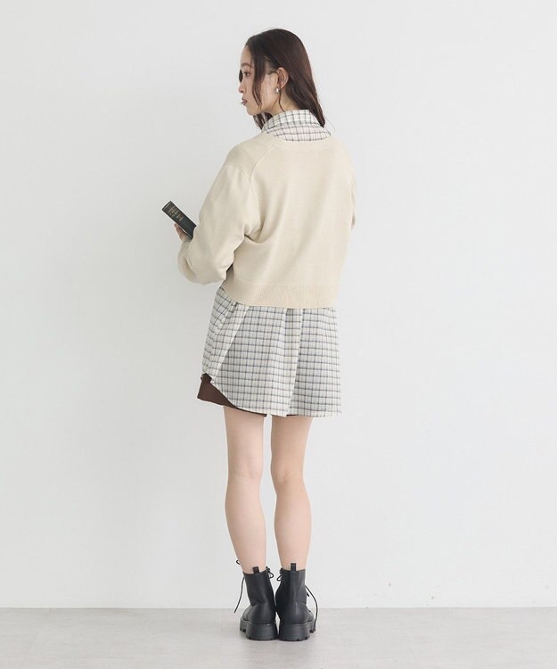 earth music&ecology ロゴ刺繍カーディガン Ivory