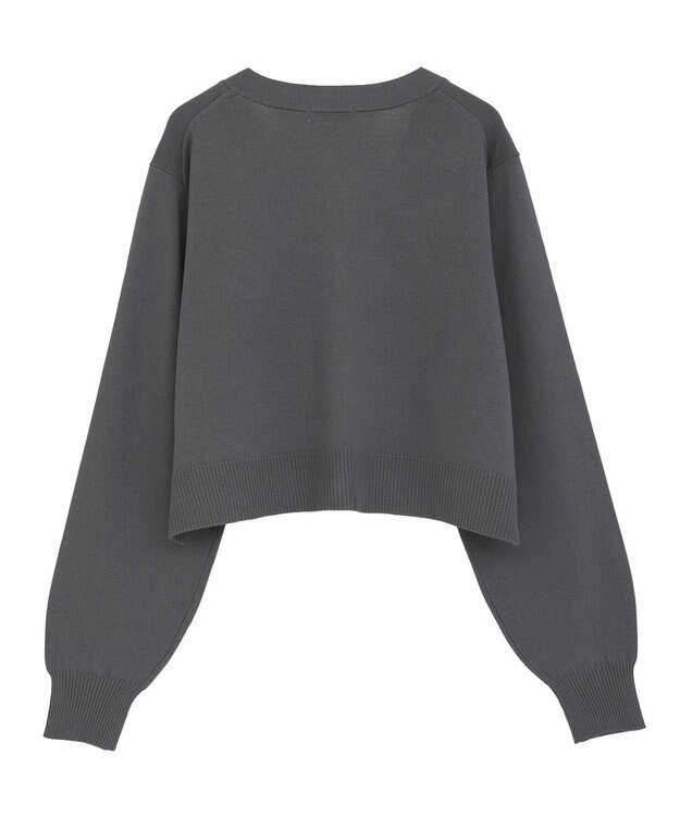 earth music&ecology ロゴ刺繍カーディガン Charcoal Gray