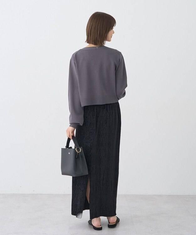 earth music&ecology ロゴ刺繍カーディガン Charcoal Gray