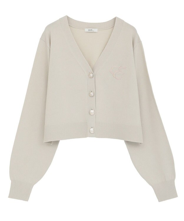 earth music&ecology ロゴ刺繍カーディガン Ivory