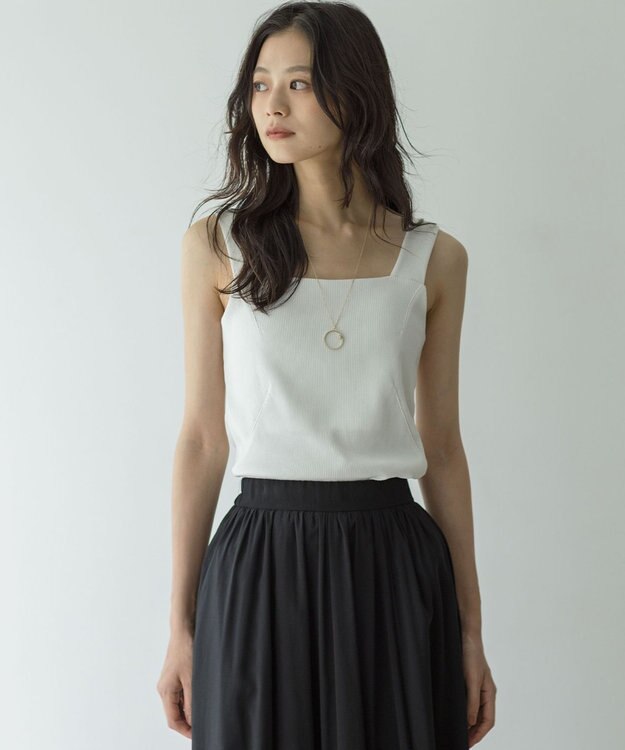 組曲 テレコスクエア タンクトップ ホワイト系