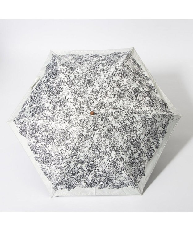 UNBILLION cache nez / レースプリントパイピング折りたたみ日傘 ホワイト