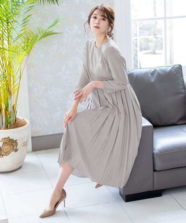 Tiaclasse 【洗える】プリーツワンピース グレー