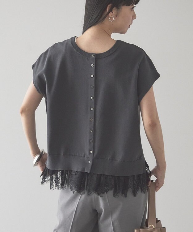 AMERICAN HOLIC 【前後2WAY】裾レースベスト Charcoal Gray