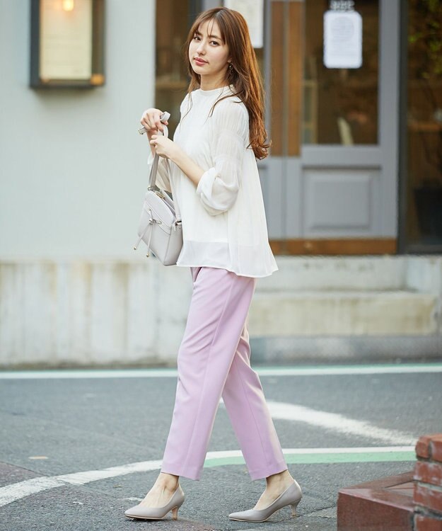 ANY SIS ハイウエストテーパード パンツ ライラック系