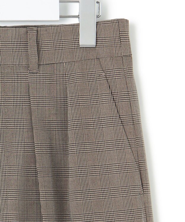 23区 【洗える】ドライ2WAYストレッチ チェック ワイドパンツ ダークブラウン系