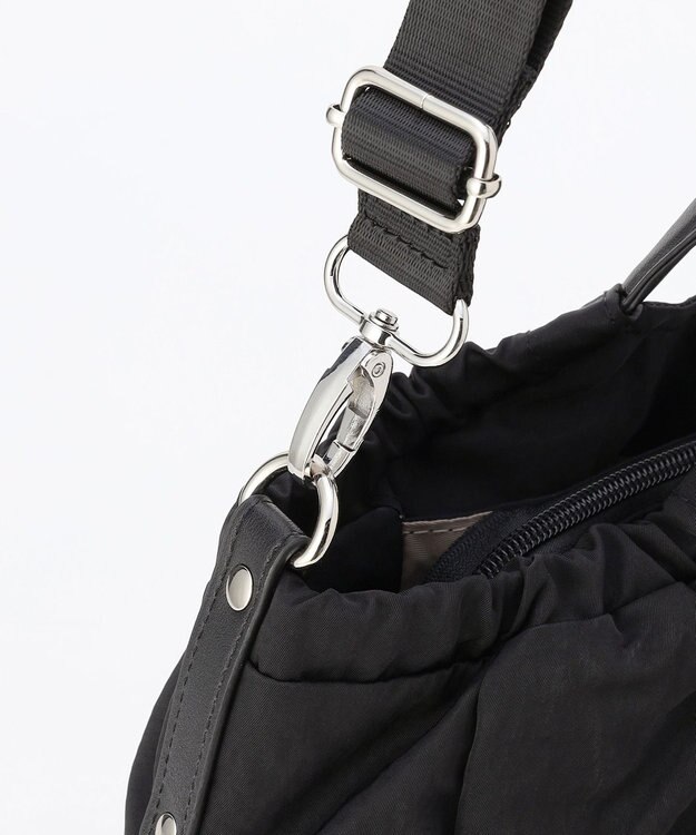 LA BAGAGERIE 【MONICA】サイドギャザー2WAYトートバッグ Mサイズ ブラック