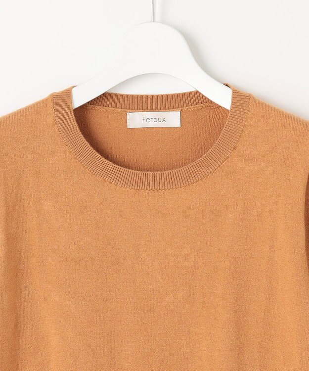 Feroux 【古畑星夏さん着用・アンサンブル】ロゴ刺繍入りケーブルアンサンブル ニット キャメル系