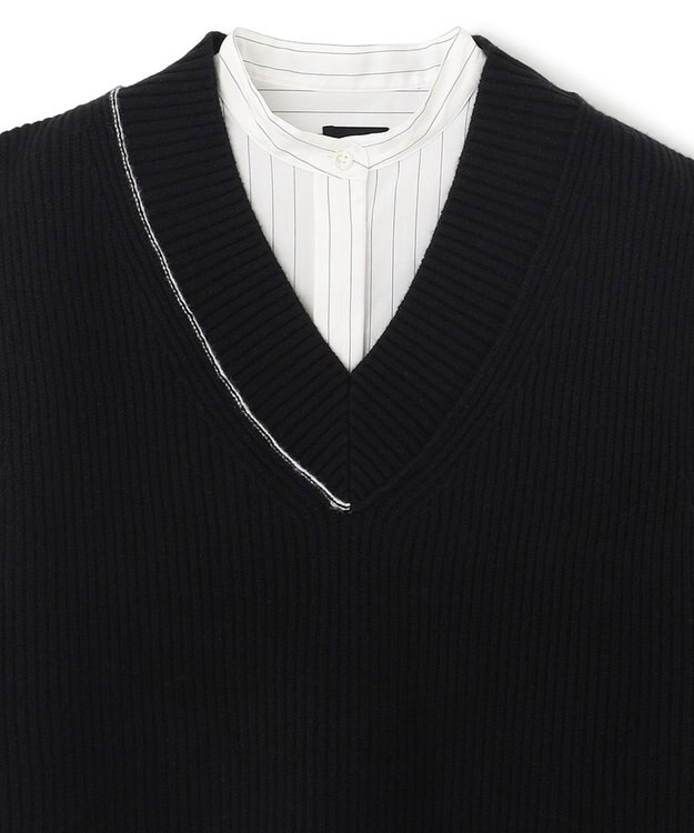 JOSEPH ポプリンシャツ×ニットベスト Black