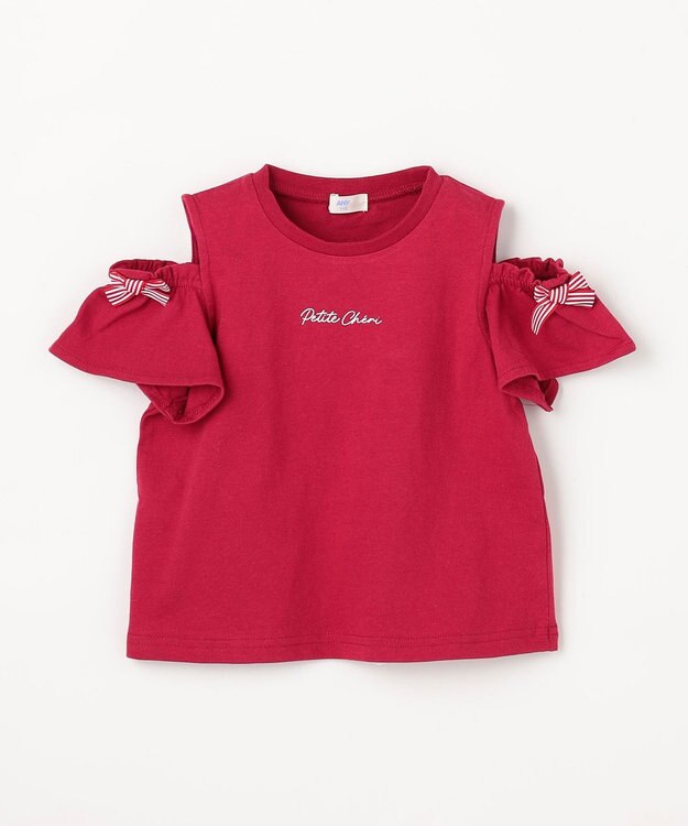 ANY KIDS 【綿100%】オンオフショルダー Tシャツ レッド