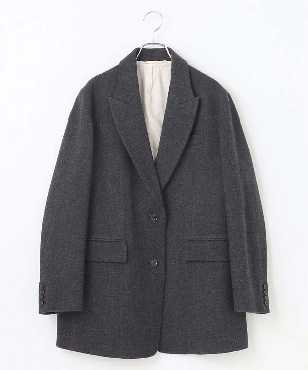 #Newans ウールテーラードジャケットコート チャコールグレー