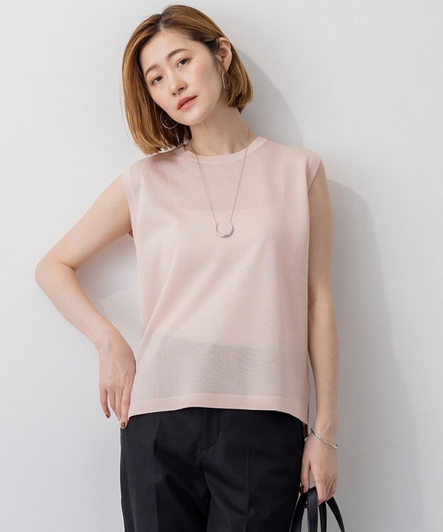 23区 【CanCam10月号掲載/新色追加】シャイニーシアー ノースリーブ ニット ピンク系