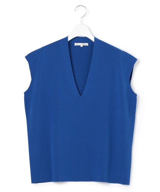 23区 L 【洗える】コットンポリエステル Vネック ニット ブルー系