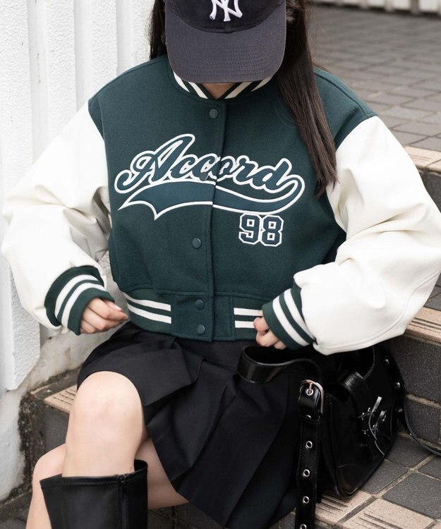 WEGO スタジアムロゴショートスタジャン グリーン