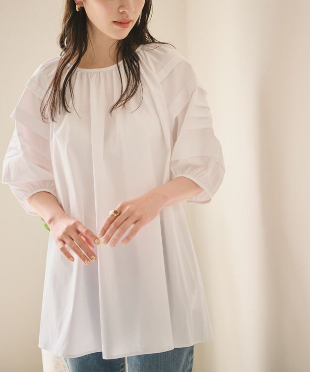 #Newans 【ANSWER for ほど甘トレンド】タックスリーブブラウス ホワイト系