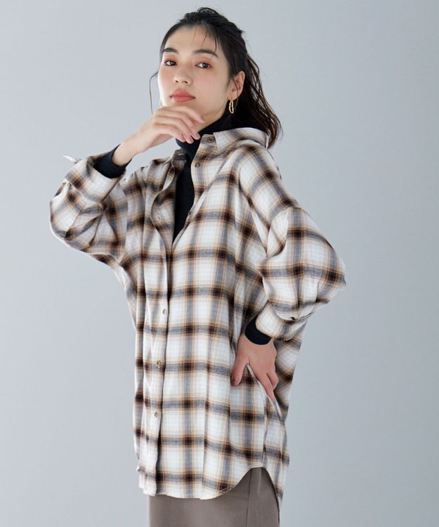 ANY オンブレーチェックシャツ オフチェック