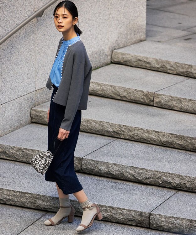 組曲 レースコンビタックディテール ブラウス サックスブルー系