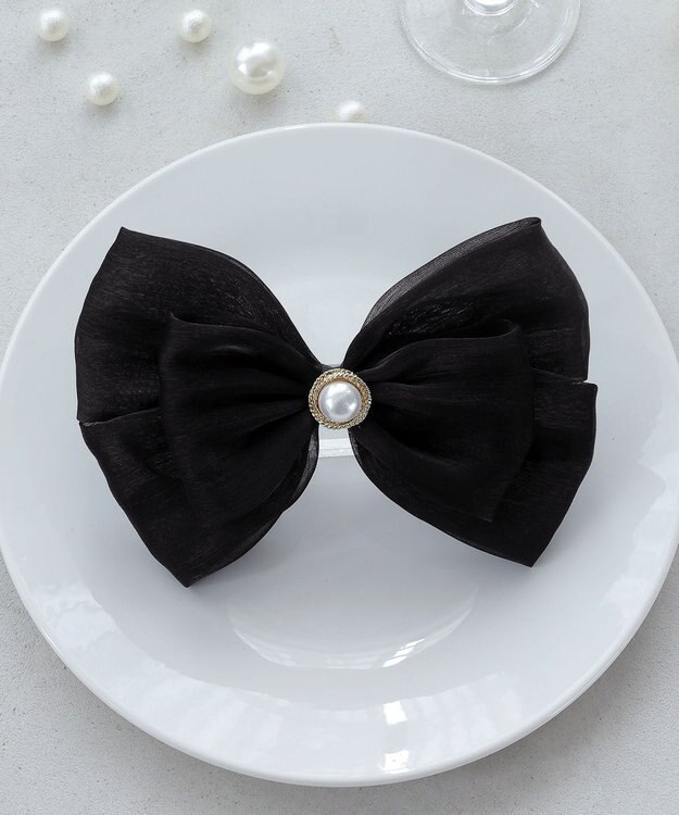 Tiaclasse オーガンジーリボンバレッタ ブラック