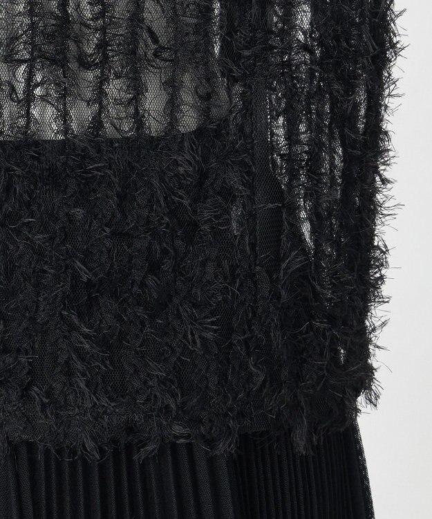 23区 【GOLD LABEL】フェザーチュール クルーネック カーディガン ブラック