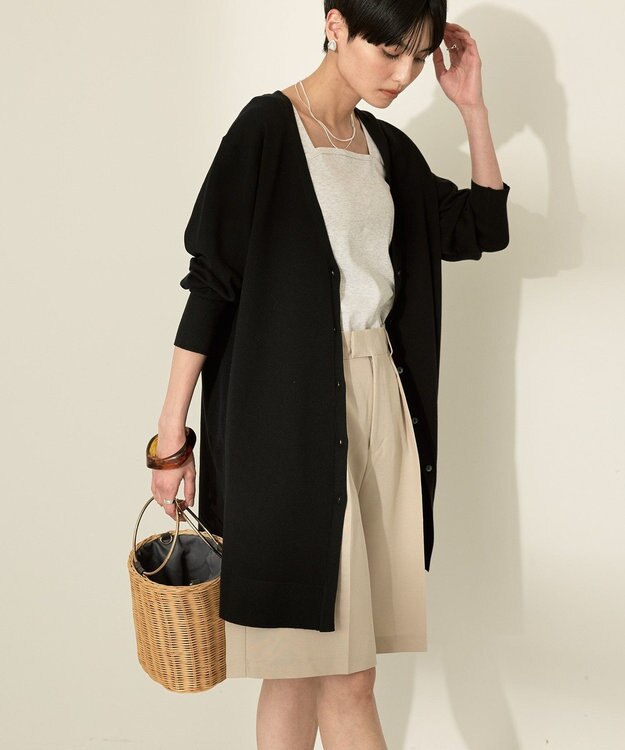 AMERICAN HOLIC ウォッシャブルVネックロングカーディガン Black