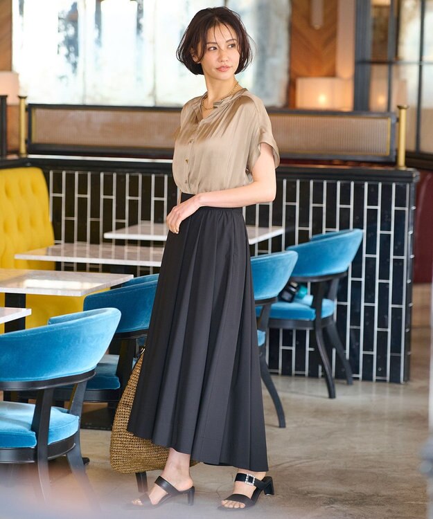 自由区 【XSサイズあり/洗える】ビンテージサテン ブラウス キャメル系