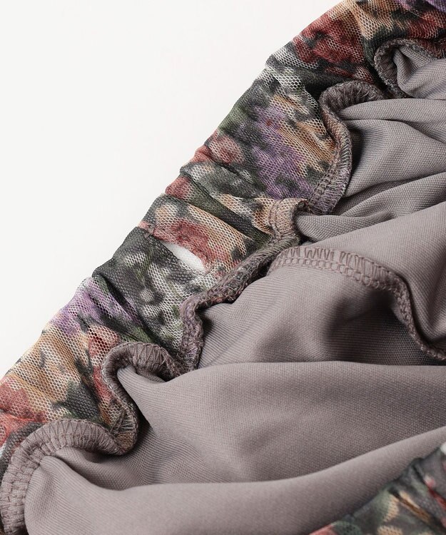 ANY KIDS 花柄 チュール フレア スカート ライトグレー系