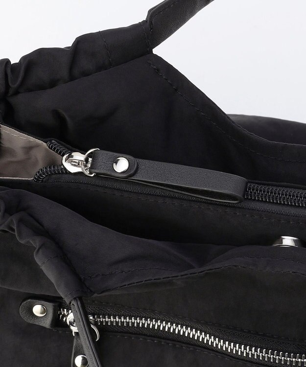 LA BAGAGERIE 【MONICA】サイドギャザー2WAYトートバッグ Mサイズ ブラック