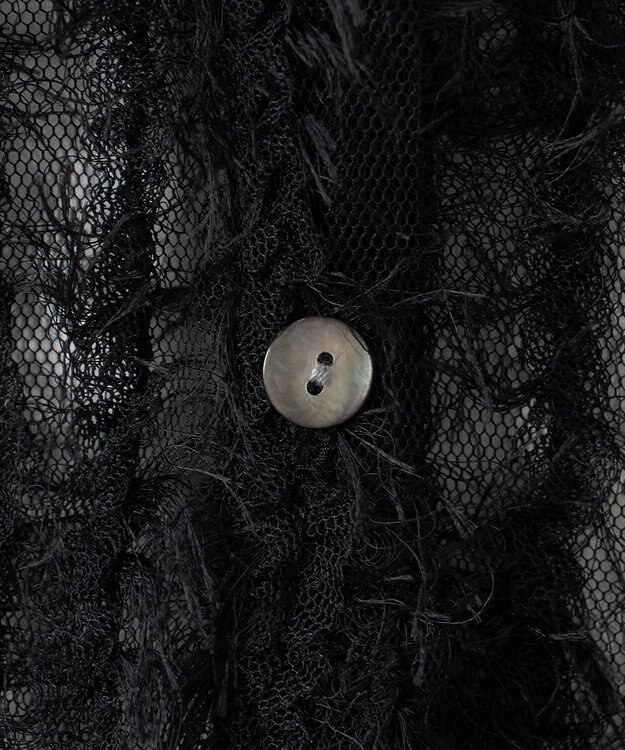 23区 【GOLD LABEL】フェザーチュール クルーネック カーディガン ブラック