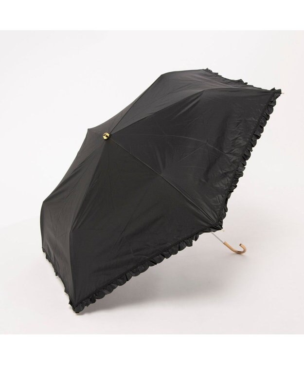 UNBILLION カシュネ cachenez / PUヒートカットフリル3段折りたたみ傘 ブラック