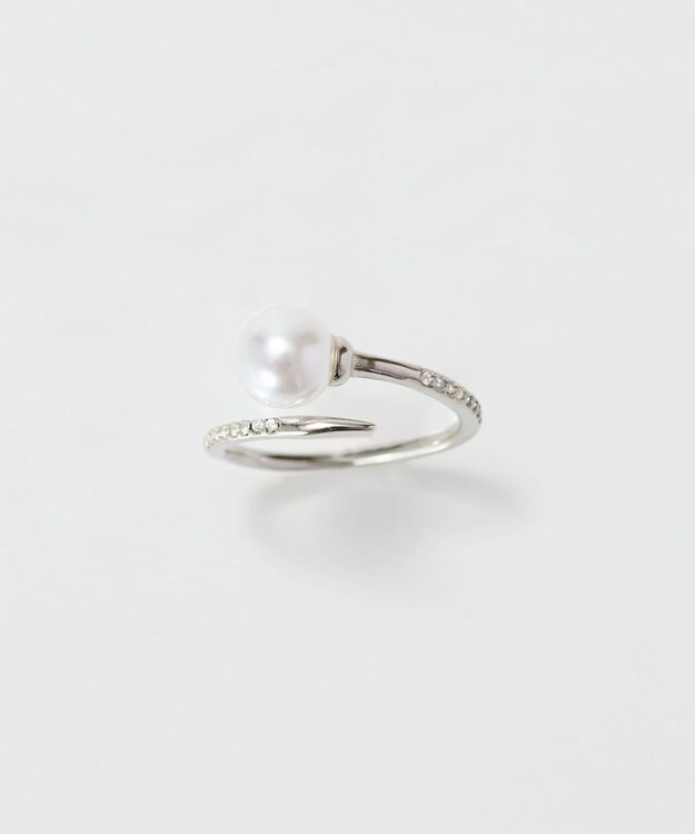 Phoebe 【金属アレルギー対応】ドローラップパールビジューリング　シルバー シルバー