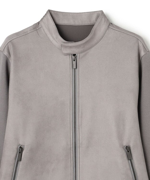 JOSEPH HOMME 【ストレッチ】レザーライクジャージーニットブロック　ZIP UPブルゾン ライトグレー系