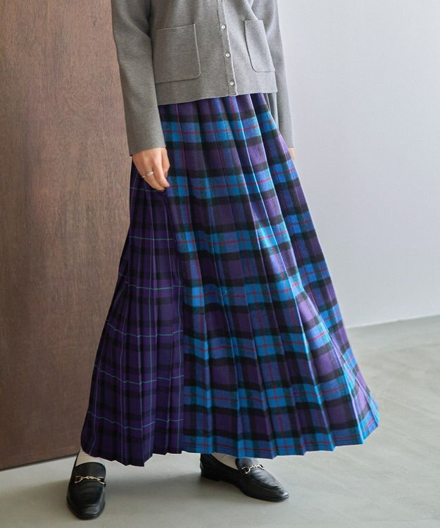 AMERICAN HOLIC シャギーチェックプリーツスカート Blue