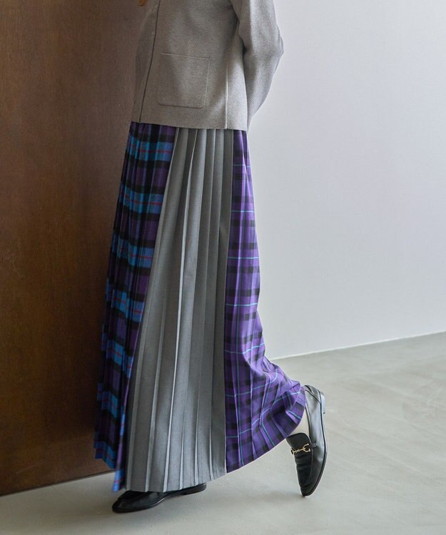 AMERICAN HOLIC シャギーチェックプリーツスカート Blue