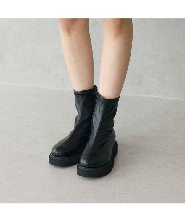 MODE ET JACOMO <carino>【レイン対応】厚底ショートブーツ ブラック