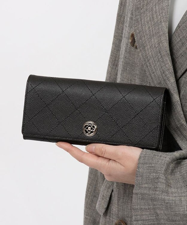 CLATHAS ベール 被せ長財布 ブラック