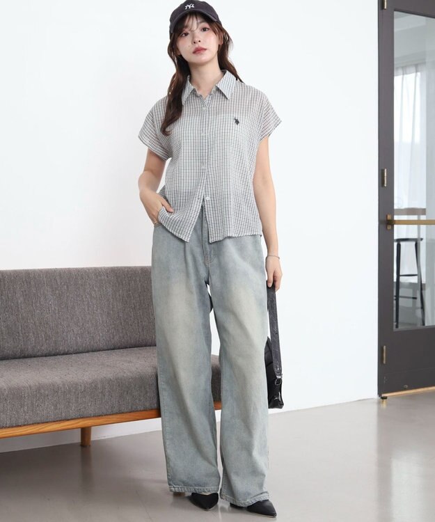 WEGO U.S. POLO ASSN.別注 フレンチスリーブシャツ ホワイト