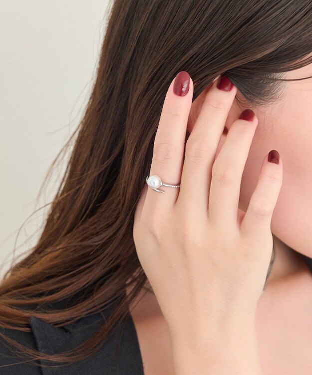 Phoebe 【金属アレルギー対応】ドローラップパールビジューリング　シルバー シルバー