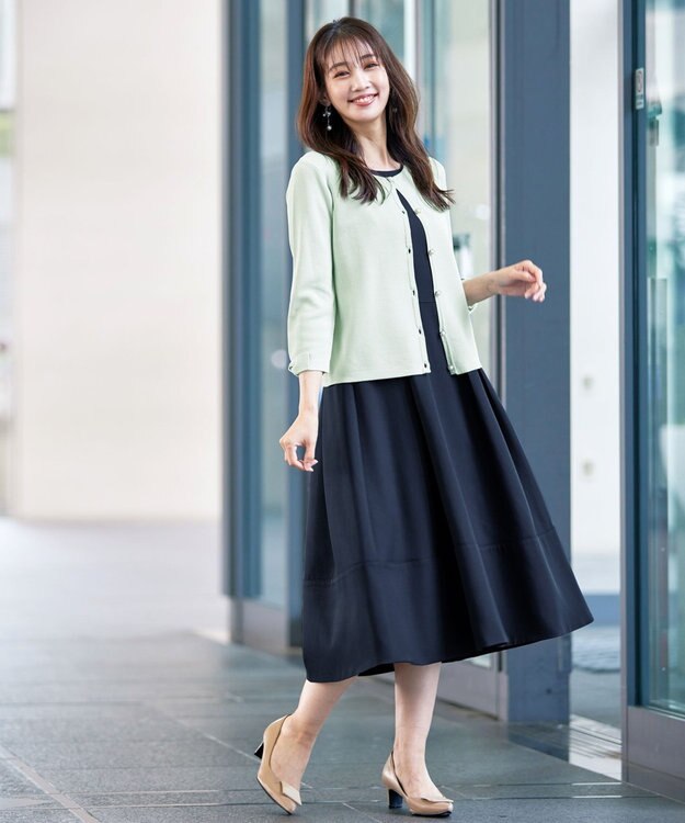 Tiaclasse L 【洗える】ボレロ＆ワンピースセット ネイビー