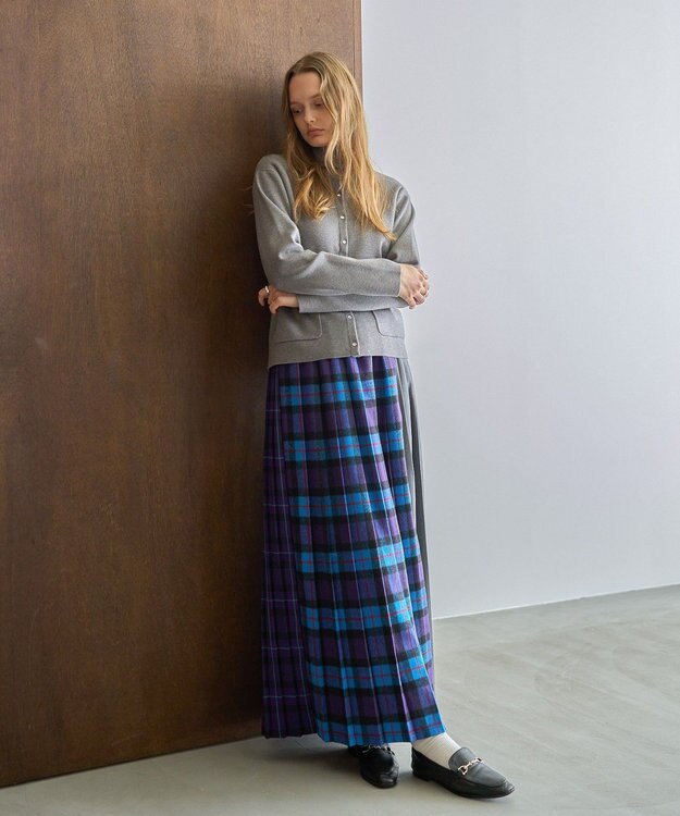 AMERICAN HOLIC シャギーチェックプリーツスカート Blue