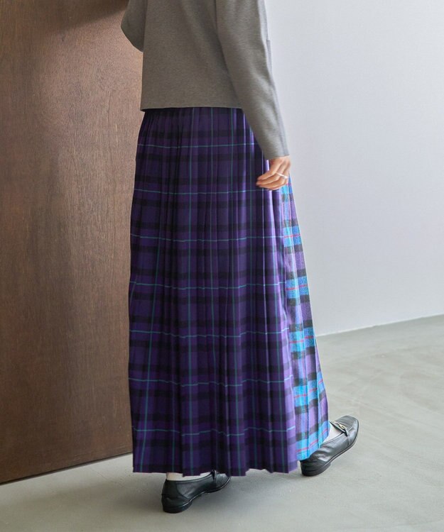 AMERICAN HOLIC シャギーチェックプリーツスカート Blue