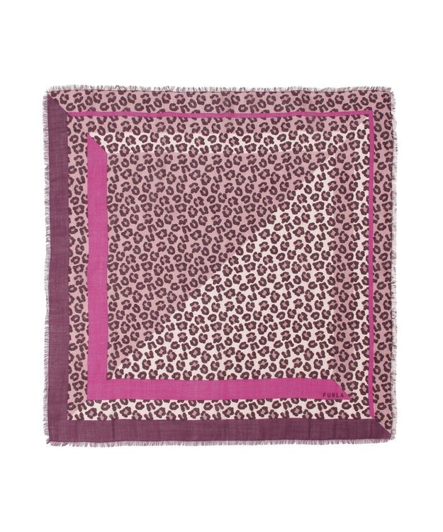 MOONBAT FURLA(フルラ）レオパードウールスカーフ 80×80㎝ ワイン